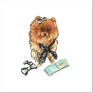 Malou Pomeranian Puppy Watercolour Painting Posters and Art